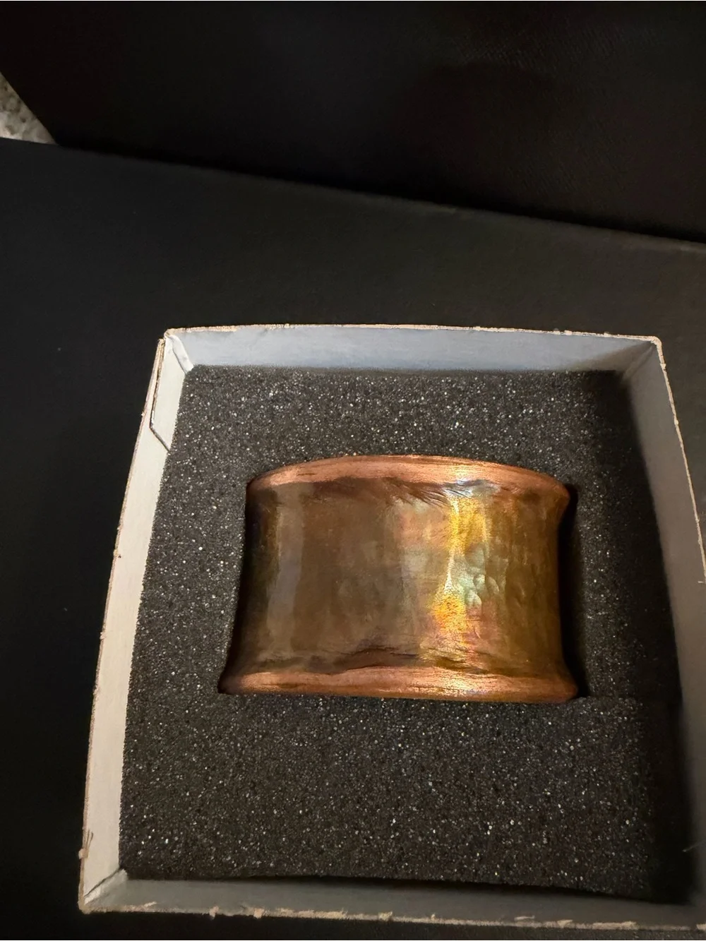 Hawaiian Hand Crafted Copper Bracelet - Flame Painted Copper (Brown/Gold)